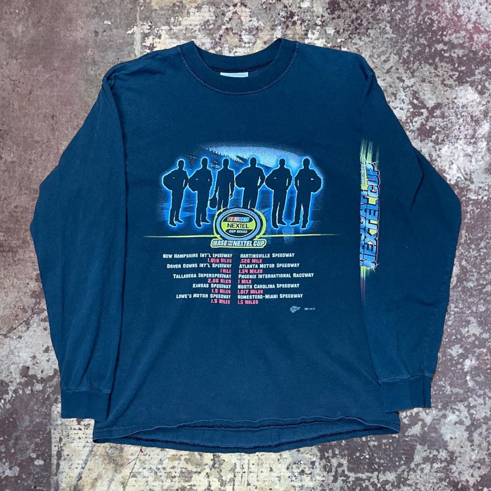 2004 Nascar Chase for the Nextel Cup Vintage Black 2000s Long Sleeve Shirt Med